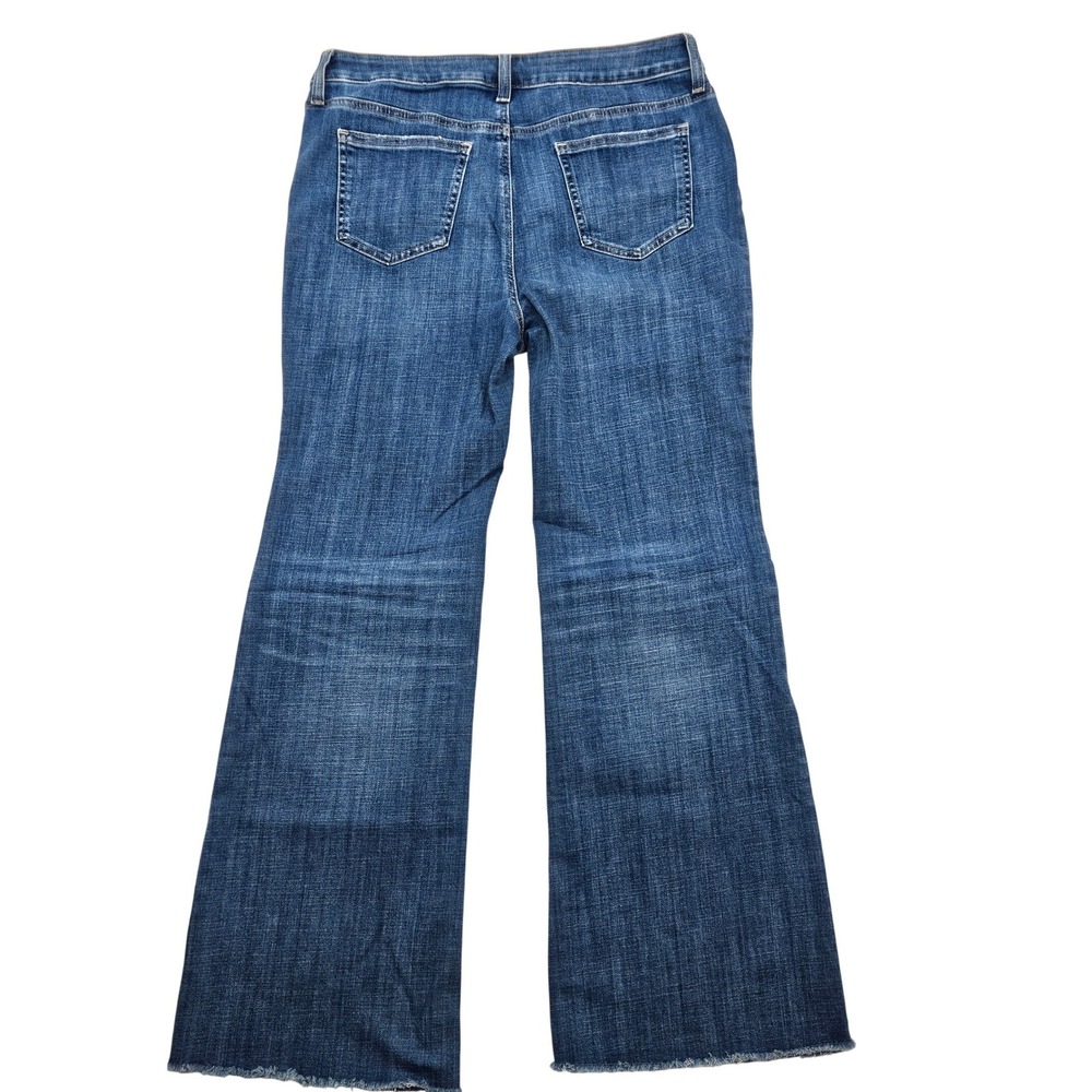 Chicos So Slimming Girlfriend Flare Jeans Blue Medium Wash Raw Hem Size 1R 8R - Picture 2 of 8